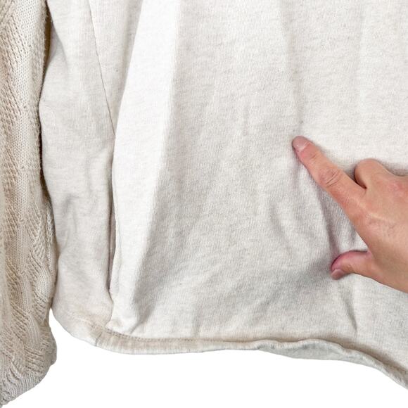 Lucky Brand Cream Sweater Knit Sleeves Sz L - Picture 3 of 6
